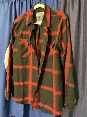 DIXXON Red Back—Red and Black Plaid Casual Button-Down Shirt